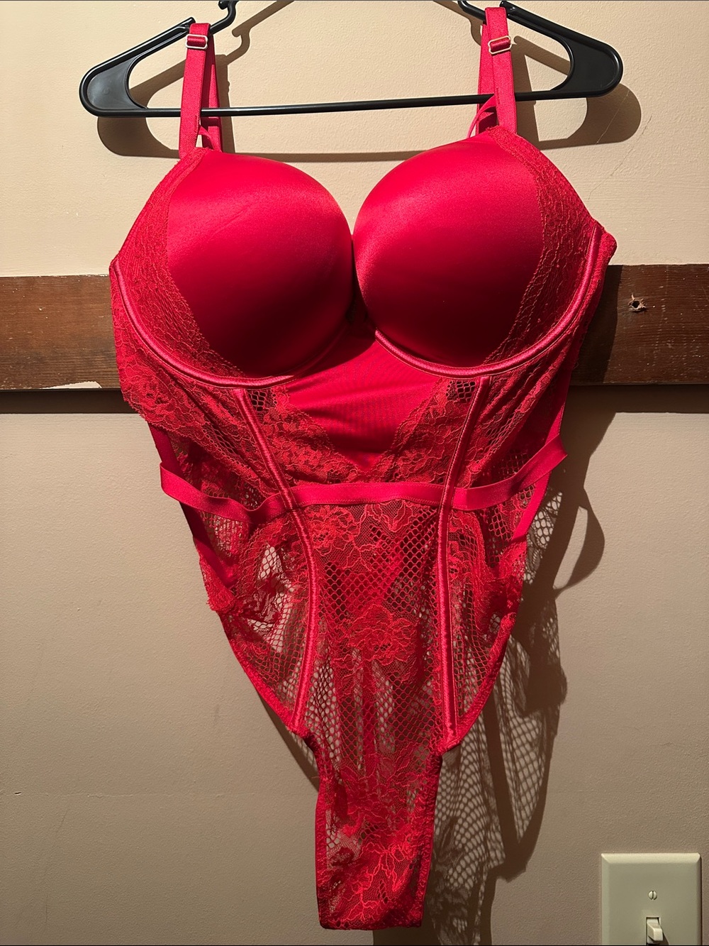 Victoria's Secret Red Lace Push-Up Bodysuit